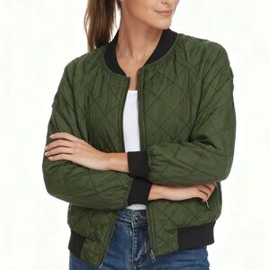 NWT Olive Quilted Bomber Jacket for Women w/ pockets